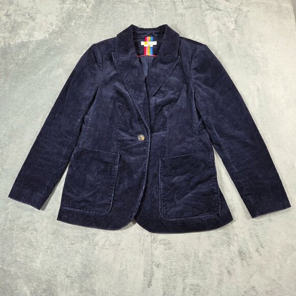 Boden Blazer Womens 10 Navy Blue Corduroy Classic Preppy Office Academia Jacket - Picture 2 of 13